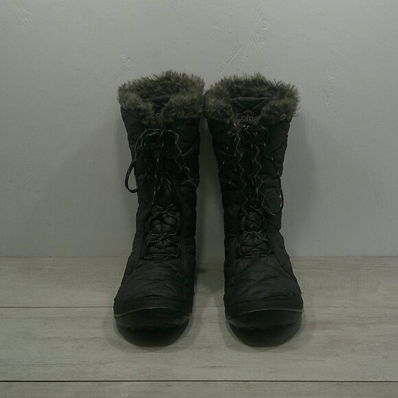 Columbia Minx Black Quilted Faux Fur Top Lined Waterproof Snow Winter Boot SZ 12 - Picture 4 of 11